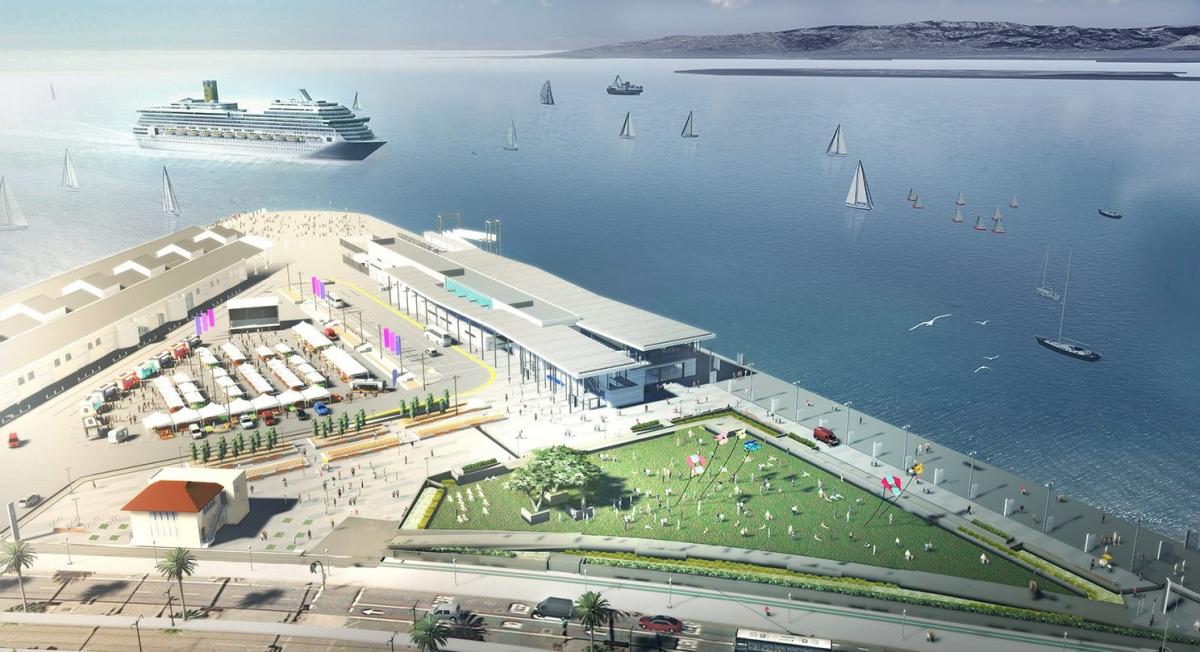 Arial Rendering View of Pier 27 Cruise Terminal Project