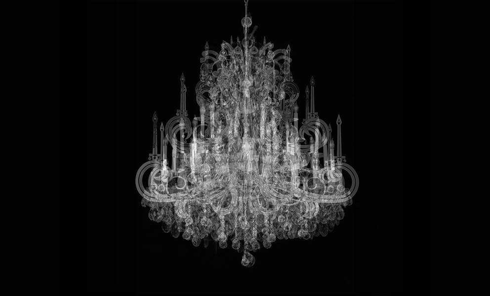 image of a chandelier on a black background. 