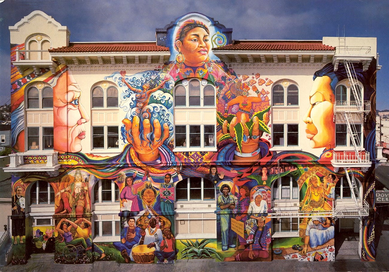 image of a large scale mural on the exterior of a building.