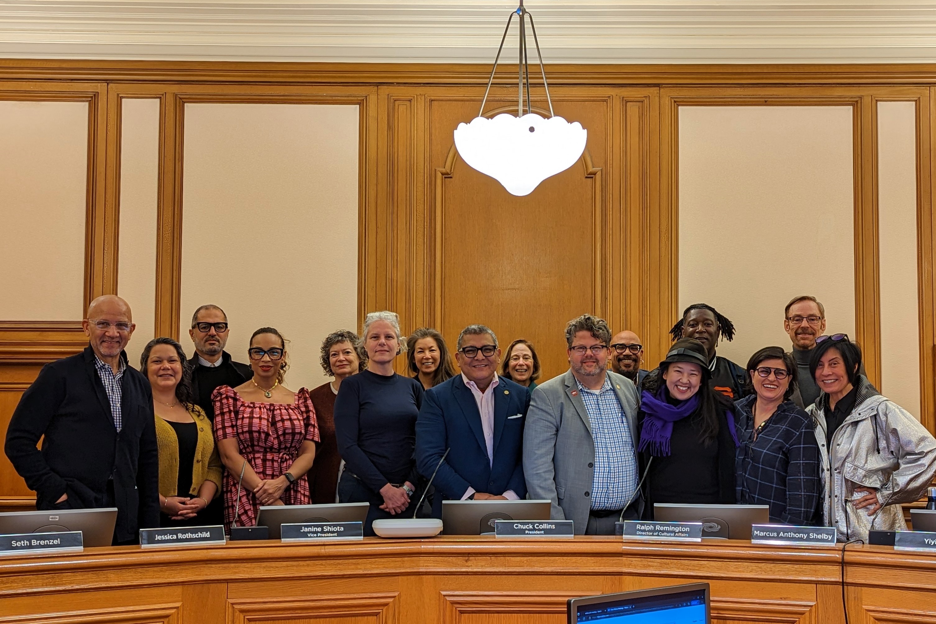 Group photo of SFAC Commissioners and Director of Cultural Affairs