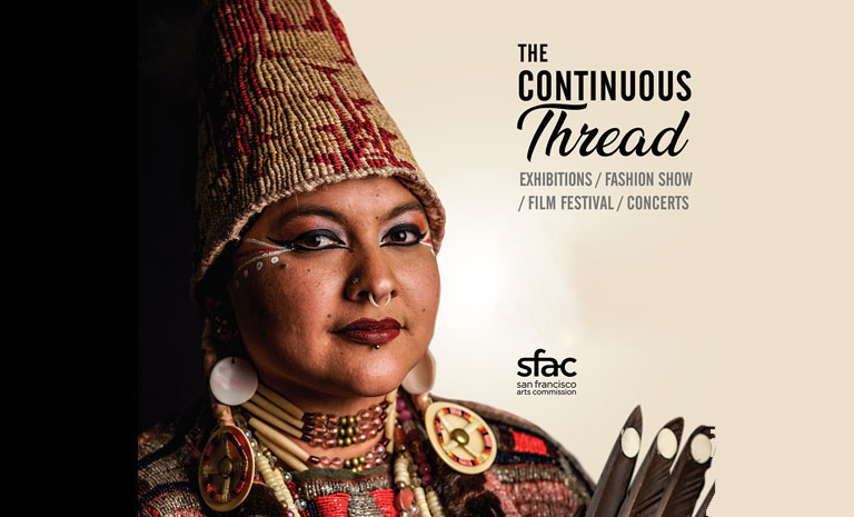 Image of a Native American Woman with the title of the initiative The Continuous Thread