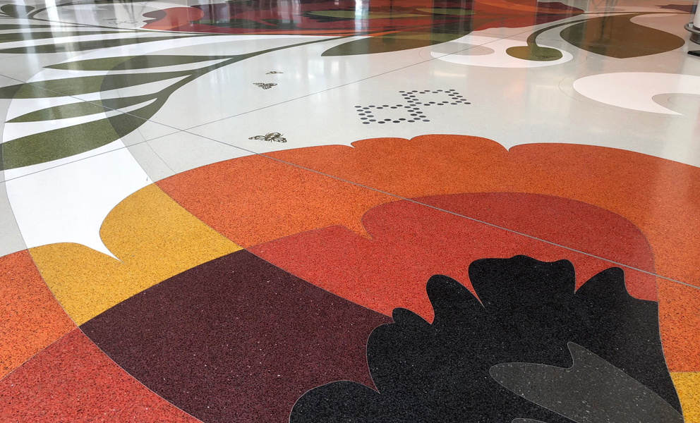 A detail of Julie W. Chang's terrazo floor at the Salesforce Transit Center